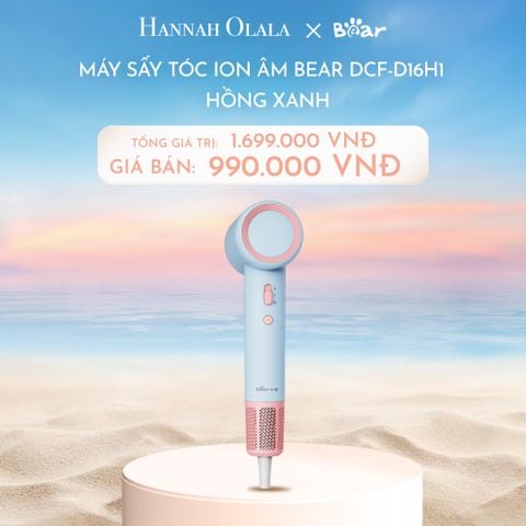  C743_DEAL 1: MÁY SẤY TÓC ION ÂM BEAR DCF-D16H1 5 CHẾ ĐỘ SẤY - HỒNG XANH 