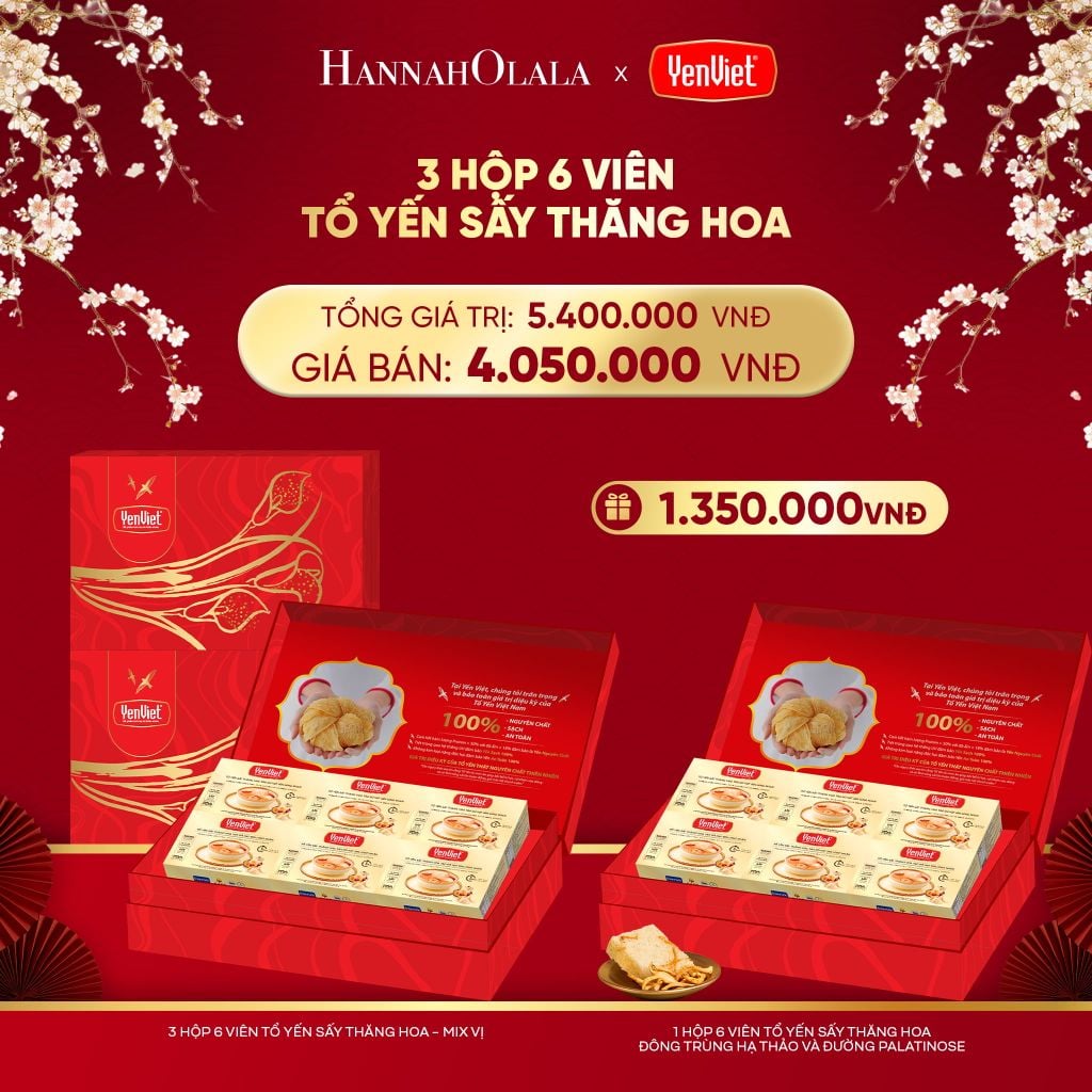  A367_FLASH DEAL 3: 3 HỘP 6 VIÊN YẾN SẤY THĂNG HOA 