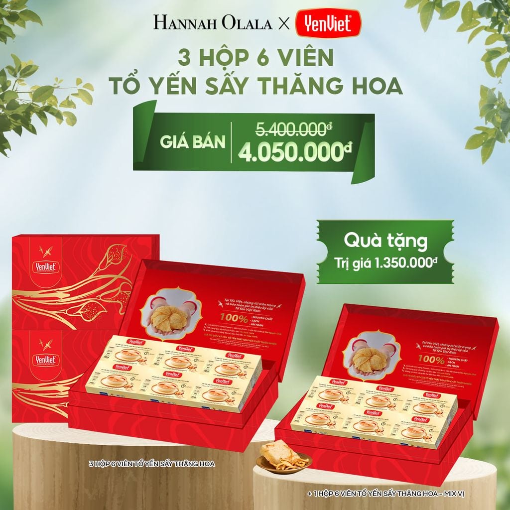  E102_DEAL 3: [FLASH SALE] 3 HỘP 6 VIÊN YẾN SẤY THĂNG HOA 