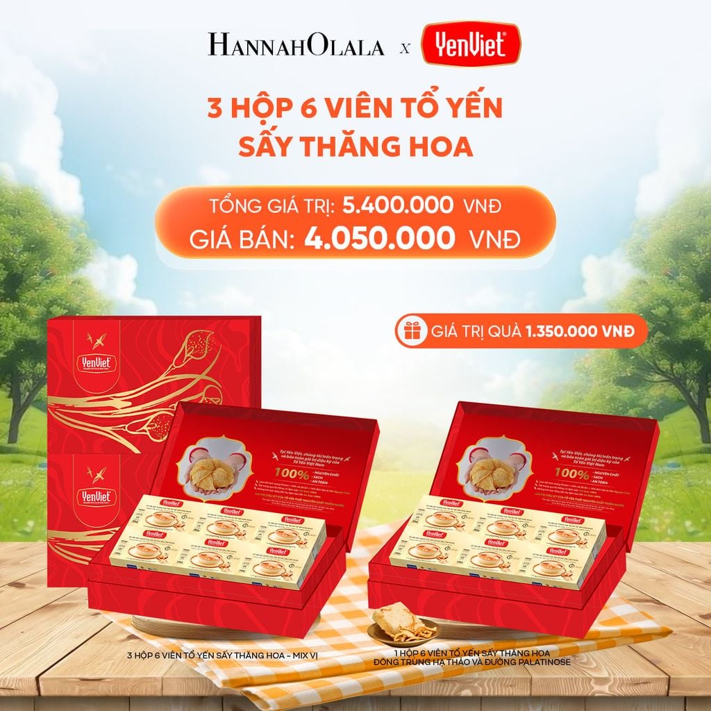  FLASH DEAL 3: 3 HỘP 6 VIÊN YẾN SẤY THĂNG HOA 