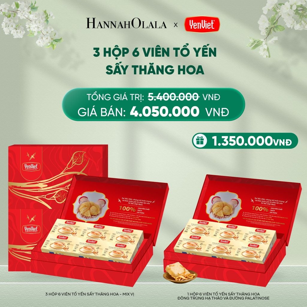  FLASH DEAL 3: 3 HỘP 6 VIÊN YẾN SẤY THĂNG HOA 