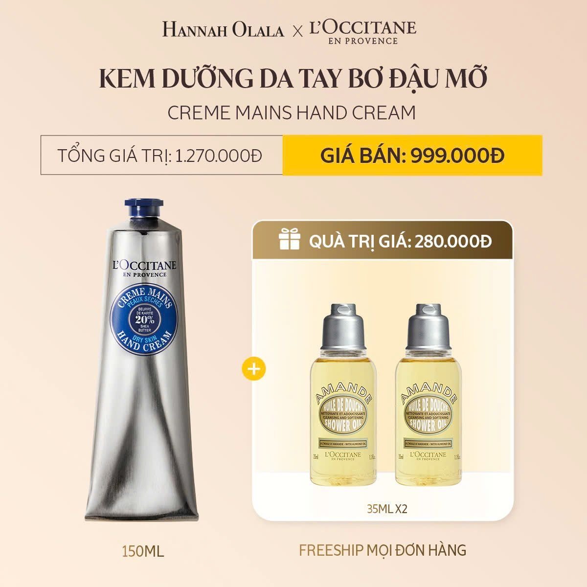  D23_DEAL 18: KEM DƯỠNG DA TAY BƠ ĐẬU MỠ 150ML 