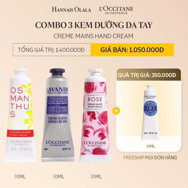  D22_DEAL 17: COMBO 3 KEM DƯỠNG DA TAY HƯƠNG HOA 30ML X 3 (HỒNG & CHANH MAYER, OẢI HƯƠNG, MỘC TÊ) 