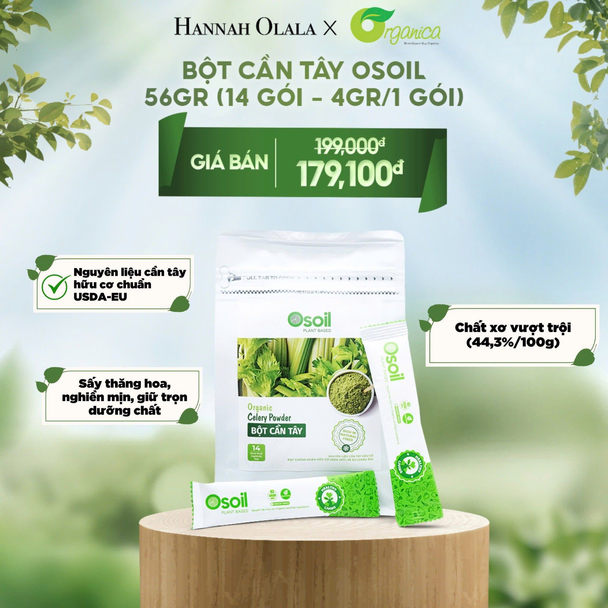  T18_DEAL 5: BỘT CẦN TÂY SẤY OSOIL 56GR (14 GÓI - 4GR/1 GÓI) 