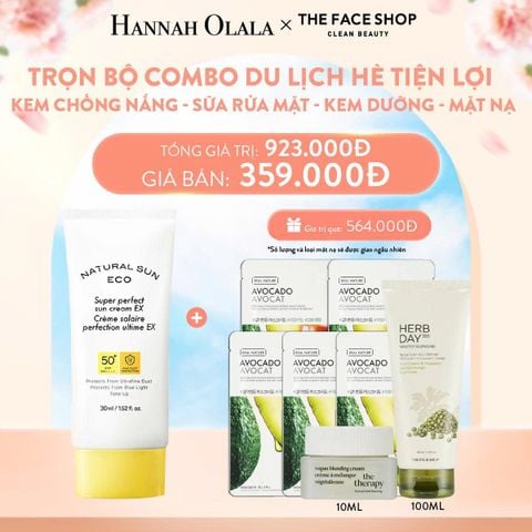  A879_DEAL 3: TRỌN BỘ COMBO DU LỊCH HÈ TIỆN LỢI: KEM CHỐNG NẮNG - SỮA RỬA MẶT - KEM DƯỠNG - MẶT NẠ 