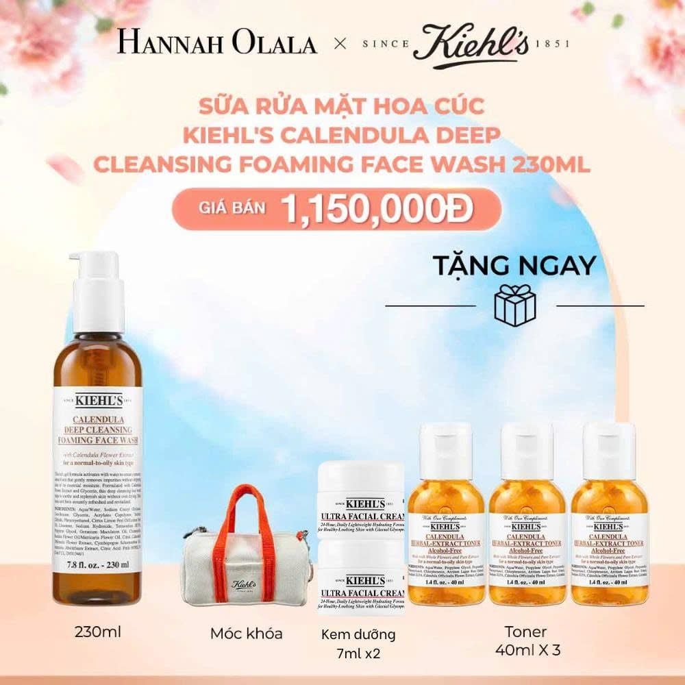  D79_DEAL 40.2: SỮA RỬA MẶT HOA CÚC KIEHL'S CALENDULA DEEP CLEANSING FOAMING FACE WASH 230ML 