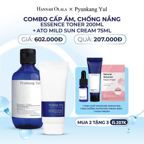  M4_DEAL 5: COMBO NƯỚC HOA HỒNG ESSENCE TONER 200ML+KEM CHỐNG NẮNG ATO MILD SUN CREAM 