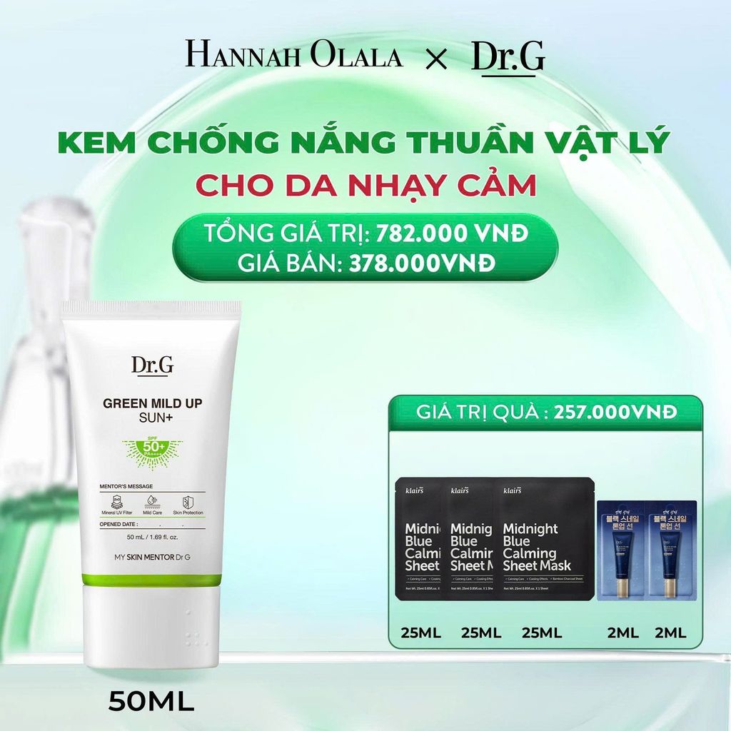  DEAL 3: KEM CHỐNG NẮNG DRG THUẦN VẬT LÝ GREEN MILD UP SUN+ SPF50+ PA++++ 50ML 