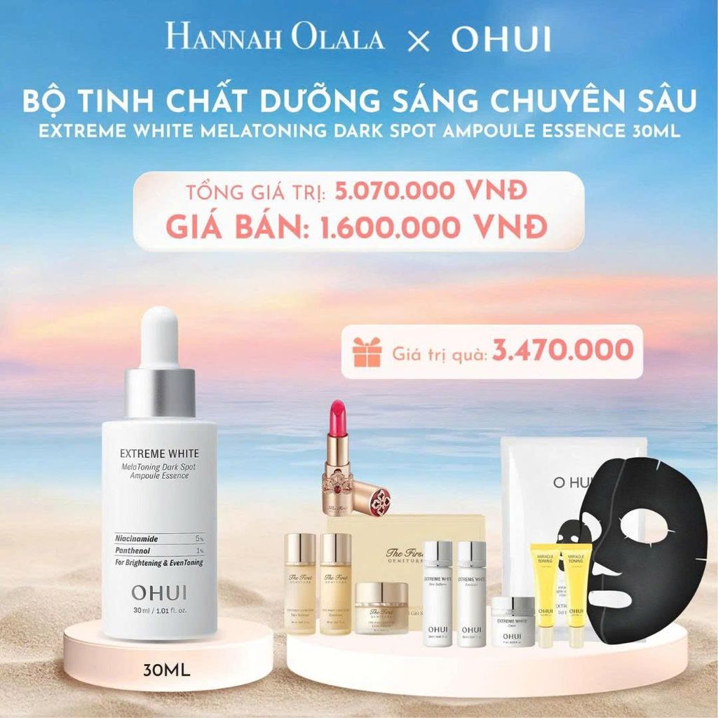  C49_DEAL 3: BỘ TINH CHẤT DƯỠNG SÁNG CHUYÊN SÂU NIACINAMIDE 5%EXTREME WHITE MELA TONING DARK SPOT AMPOULE ESSENCE 30ML 