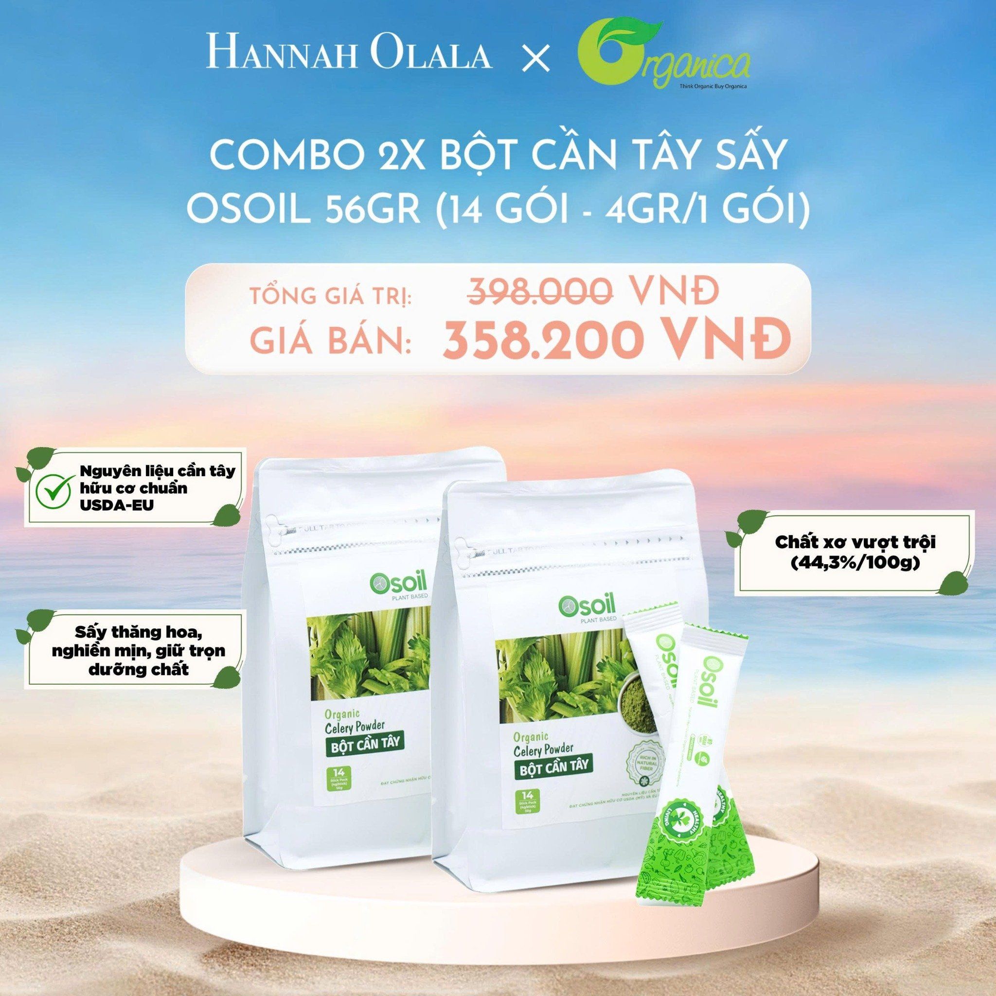  DEAL 4: COMBO 2X BỘT CẦN TÂY SẤY OSOIL 56GR (14 GÓI - 4GR/1 GÓI) 