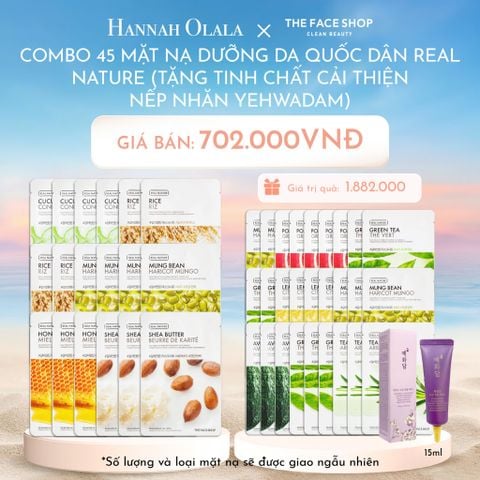  DEAL 5: COMBO 45 MẶT NẠ DƯỠNG DA QUỐC DÂN REAL NATURE 