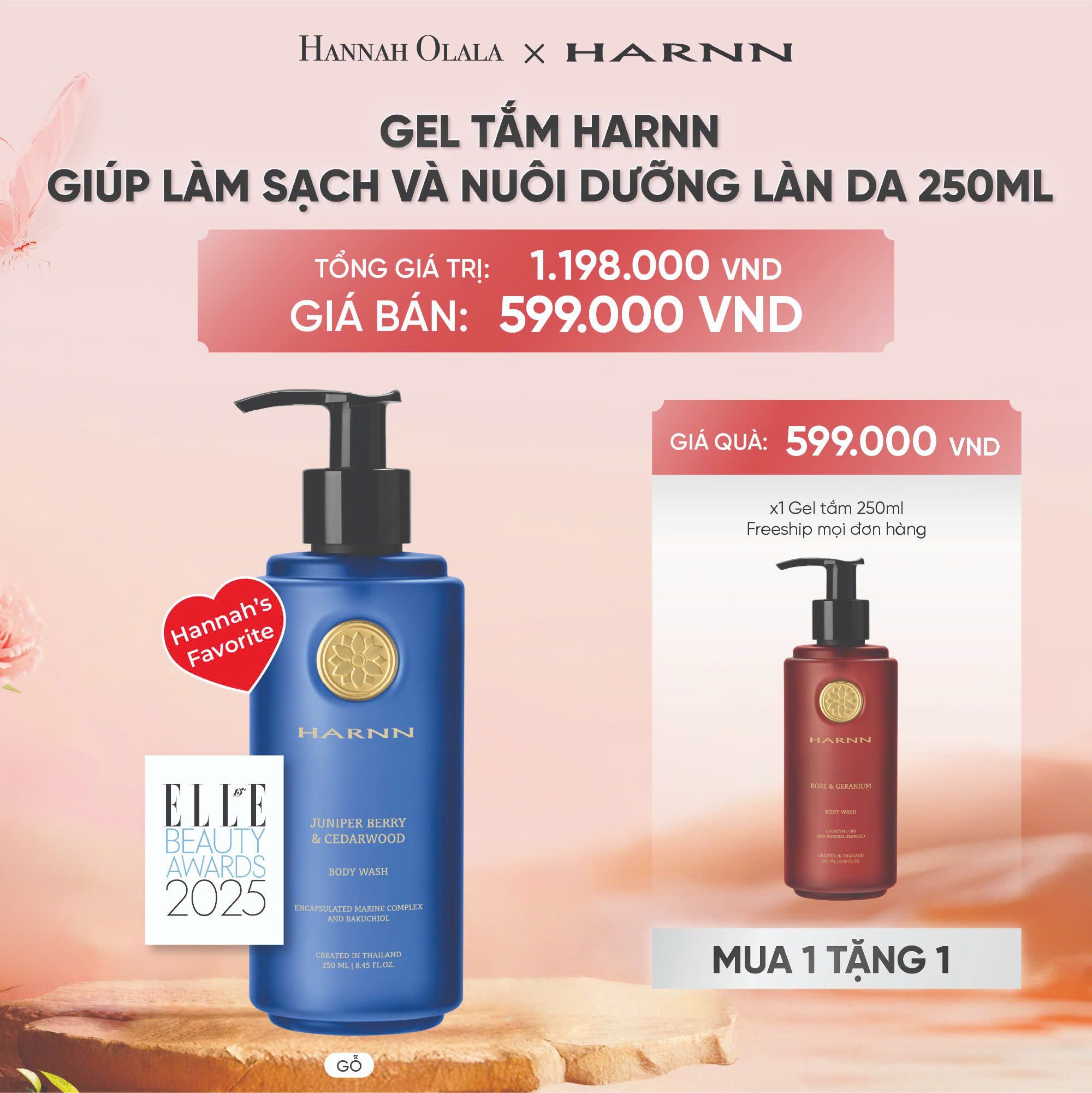 DEAL 19: [MUA 1 TẶNG 1] GEL TẮM HARNN GIÚP LÀM SẠCH VÀ NUÔI DƯỠNG LÀN DA 250ML - BODY WASH 