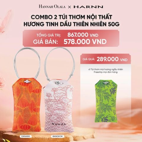 DEAL 18: COMBO 2 TÚI THƠM NỘI THẤT HƯƠNG TINH DẦU THIÊN NHIÊN HARNN 50G 