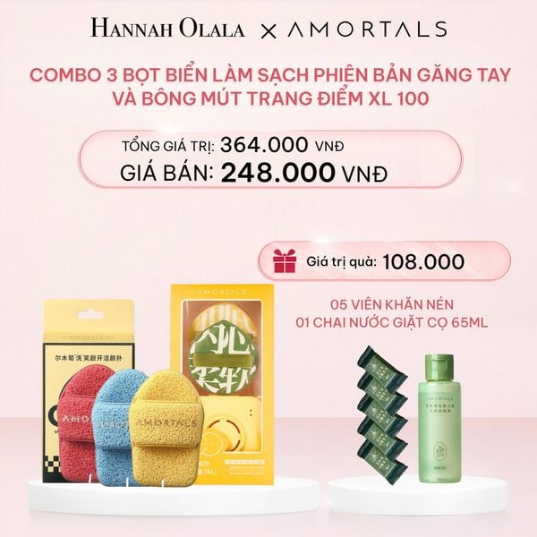  DEAL 19: COMBO 3 BỌT BIỂN LÀM SẠCH PHIÊN BẢN GĂNG TAY VÀ BÔNG MÚT TRANG ĐIỂM XL 100 
