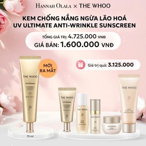  DEAL 50: [PRE-ORDER GIAO HÀNG TỪ 13/10] BỘ KEM CHỐNG NẮNG NGỪA LÃO HOÁ THE WHOO UV ULTIMATE ANTI-WRINKLE SUNSCREEN SPECIAL SET 75ML - MỚI 