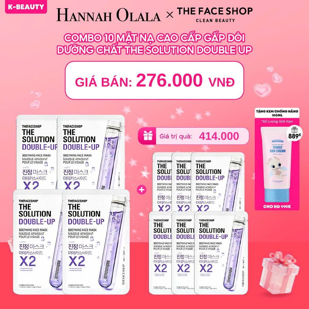  DEAL 4: COMBO 10 MẶT NẠ CAO CẤP GẤP ĐÔI DƯỠNG CHẤT THE SOLUTION DOUBLE UP 
