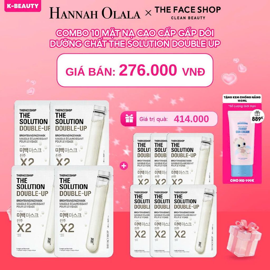  DEAL 4: COMBO 10 MẶT NẠ CAO CẤP GẤP ĐÔI DƯỠNG CHẤT THE SOLUTION DOUBLE UP 