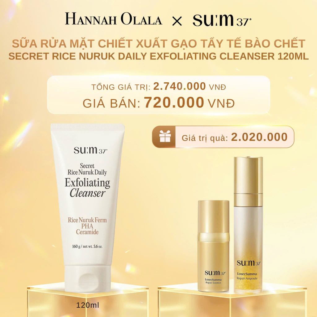  C644_DEAL 38: SỮA RỬA MẶT CHIẾT XUẤT GẠO TẨY TẾ BÀO CHẾT SU:M37 SECRET RICE NURUK DAILY EXFOLIATING CLEANSER 120ML 