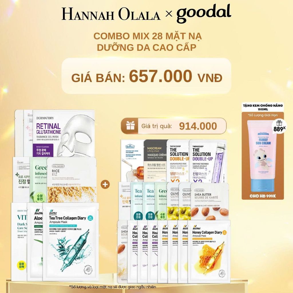  C1477_DEAL 4: COMBO MIX 28 MẶT NẠ DƯỠNG DA CAO CẤP 