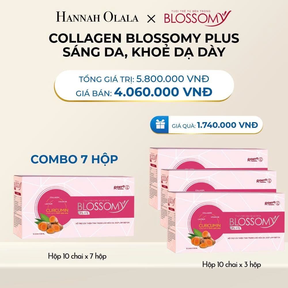  DEAL 5: MUA 7 HỘP 10 TẶNG 3 HỘP 10 THỰC PHẨM BẢO VỆ SỨC KHỎE BLOSSOMY PLUS (MÀU HỒNG) (HỘP 10 CHAI X 10 HỘP) 