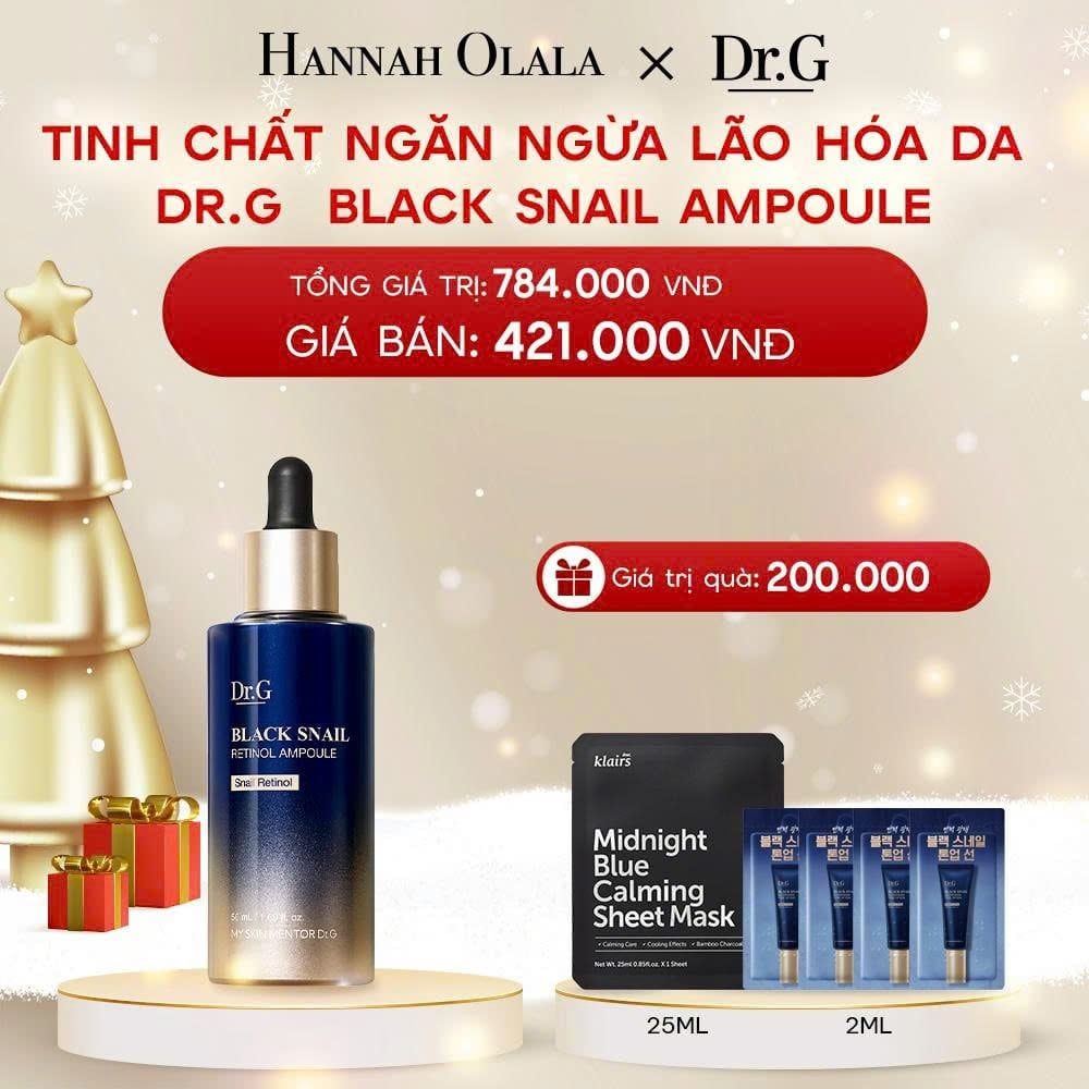  DEAL 6: TINH CHẤT NGĂN NGỪA LÃO HÓA DA DR.G BLACK SNAIL AMPOULE 50ML 