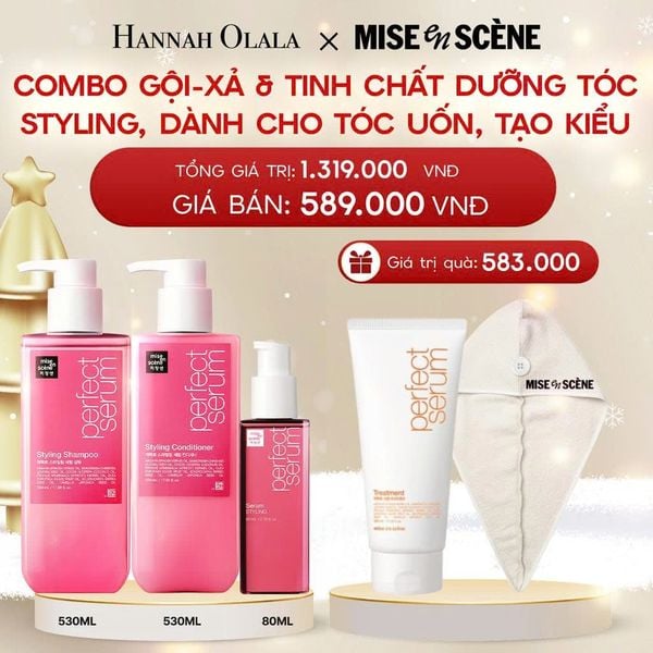  DEAL 3: FLASH DEAL - COMBO GỘI XẢ 530ML VÀ TINH CHẤT 80ML MISE EN SCENE PERFECT SERUM STYLING DƯỠNG TÓC SUÔN MƯỢT, DỄ VÀO NẾP DÀNH CHO TÓC UỐN 