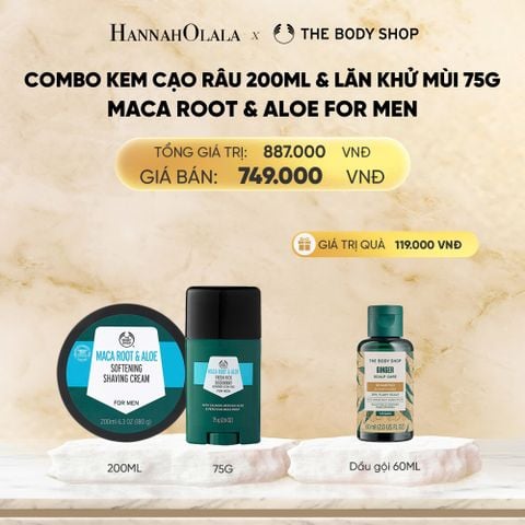  DEAL 1: COMBO MACA ROOT & ALOE - KEM CẠO RÂU 200ML & LĂN KHỬ MÙI 75G 