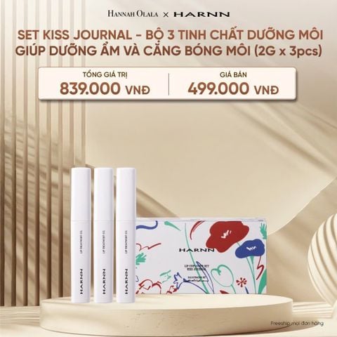  DEAL 26: SET KISS JOURNAL - BỘ 3 TINH CHẤT DƯỠNG MÔI HARNN GIÚP DƯỠNG ẨM VÀ CĂNG BÓNG MÔI (2G x 3pcs) 