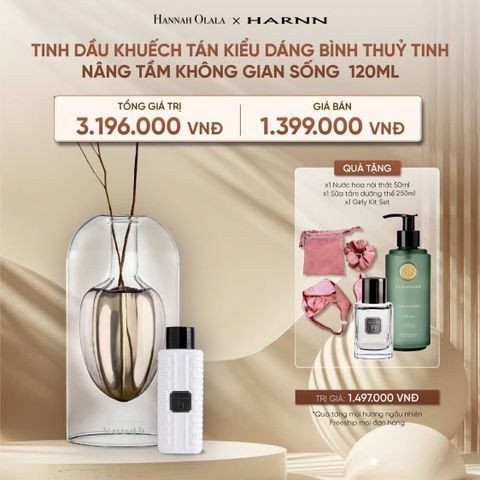  DEAL 19: TINH DẦU KHUẾCH TÁN HARNN KIỂU DÁNG BÌNH THUỶ TINH 120ML - NÂNG TẦM KHÔNG GIAN SỐNG 