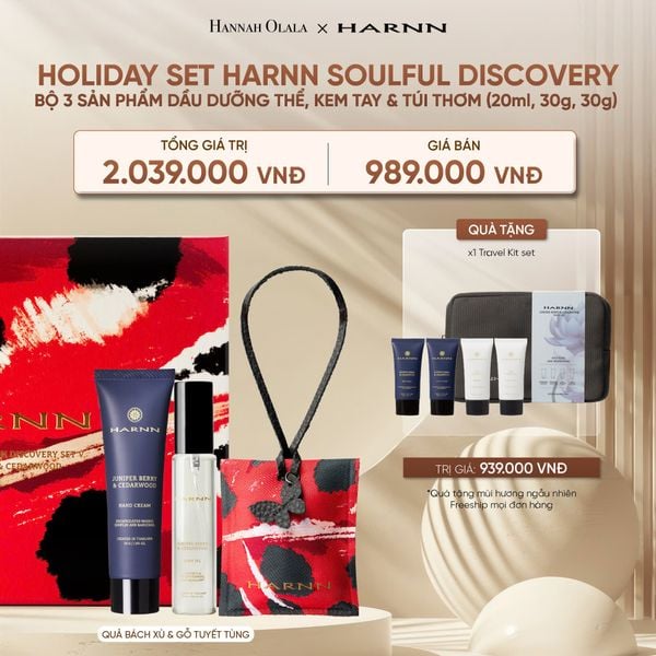  DEAL 22: HOLIDAY SET HARNN SOULFUL DISCOVERY - BỘ 3 SẢN PHẨM SỮA DƯỠNG THỂ, KEM TAY & TÚI THƠM (20ml, 30g, 30g) 
