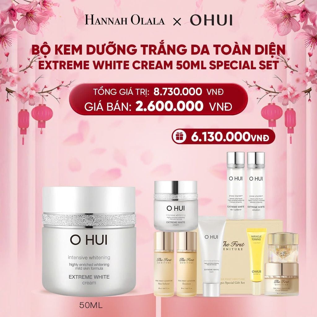  DEAL 5: BỘ KEM DƯỠNG TRẮNG DA TOÀN DIỆN OHUI EXTREME WHITE CREAM 50ML + 30ML SPECIAL SET 