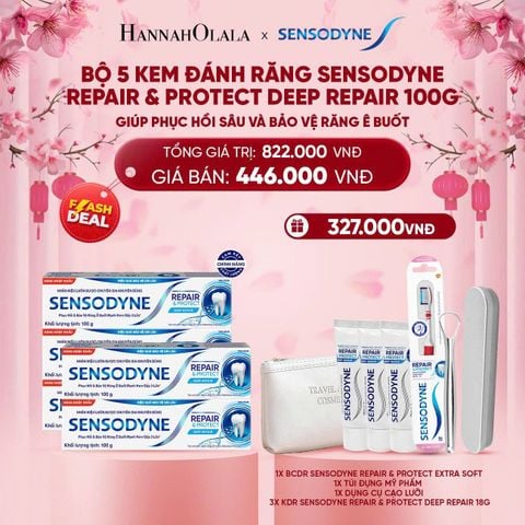  A1722_DEAL 2: BK_[FLASH DEAL 2] BỘ 5 KEM ĐÁNH RĂNG SENSODYNE REPAIR & PROTECT DEEP REPAIR 100G GIÚP PHỤC HỒI SÂU VÀ BẢO VỆ RĂNG Ê BUỐT 