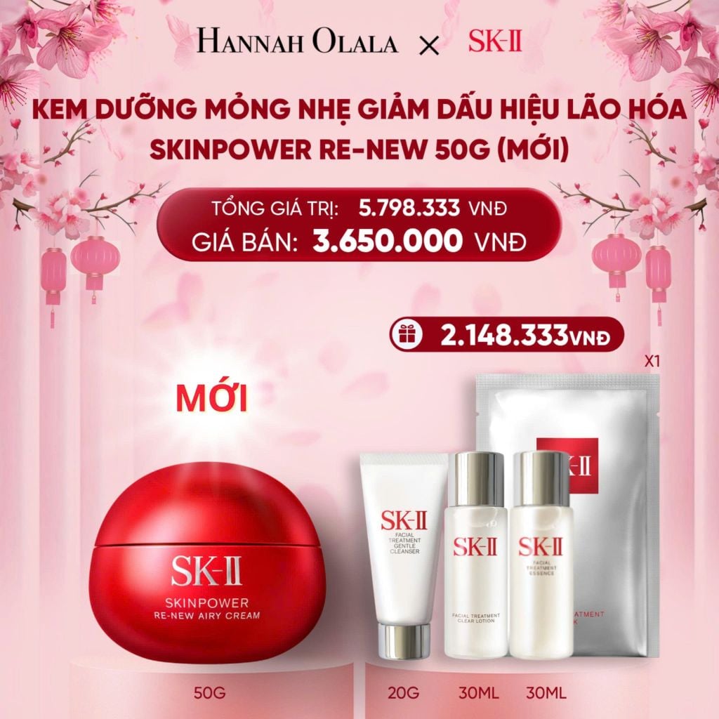  DEAL 15: KEM DƯỠNG MỎNG NHẸ GIẢM DẤU HIỆU LÃO HÓA SKINPOWER RE-NEW 50G 