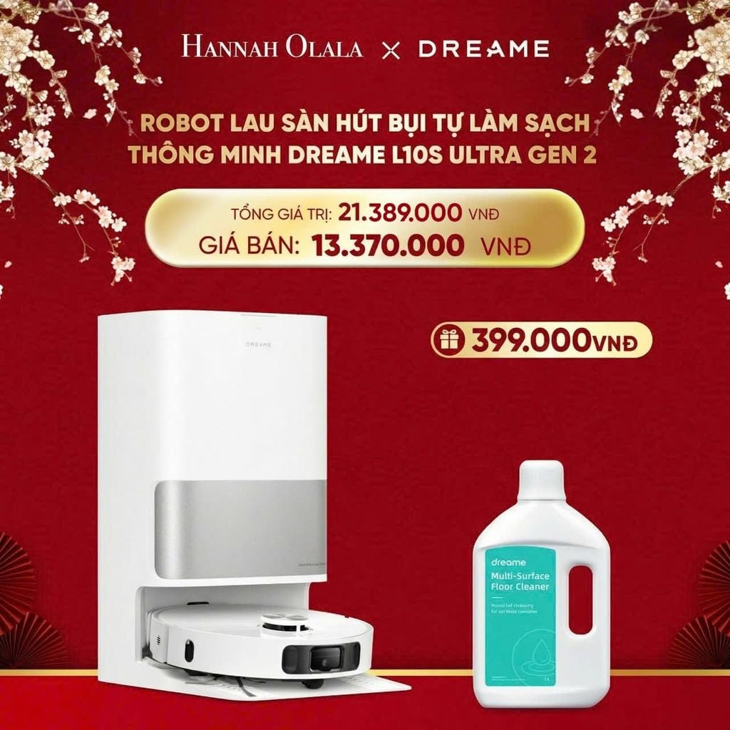  DEAL 6: ROBOT LAU SÀN HÚT BỤI TỰ LÀM SẠCH THÔNG MINH DREAME L10S ULTRA GEN 2 - BẢN QUỐC TẾ - BẢO HÀNH 24 THÁNG 