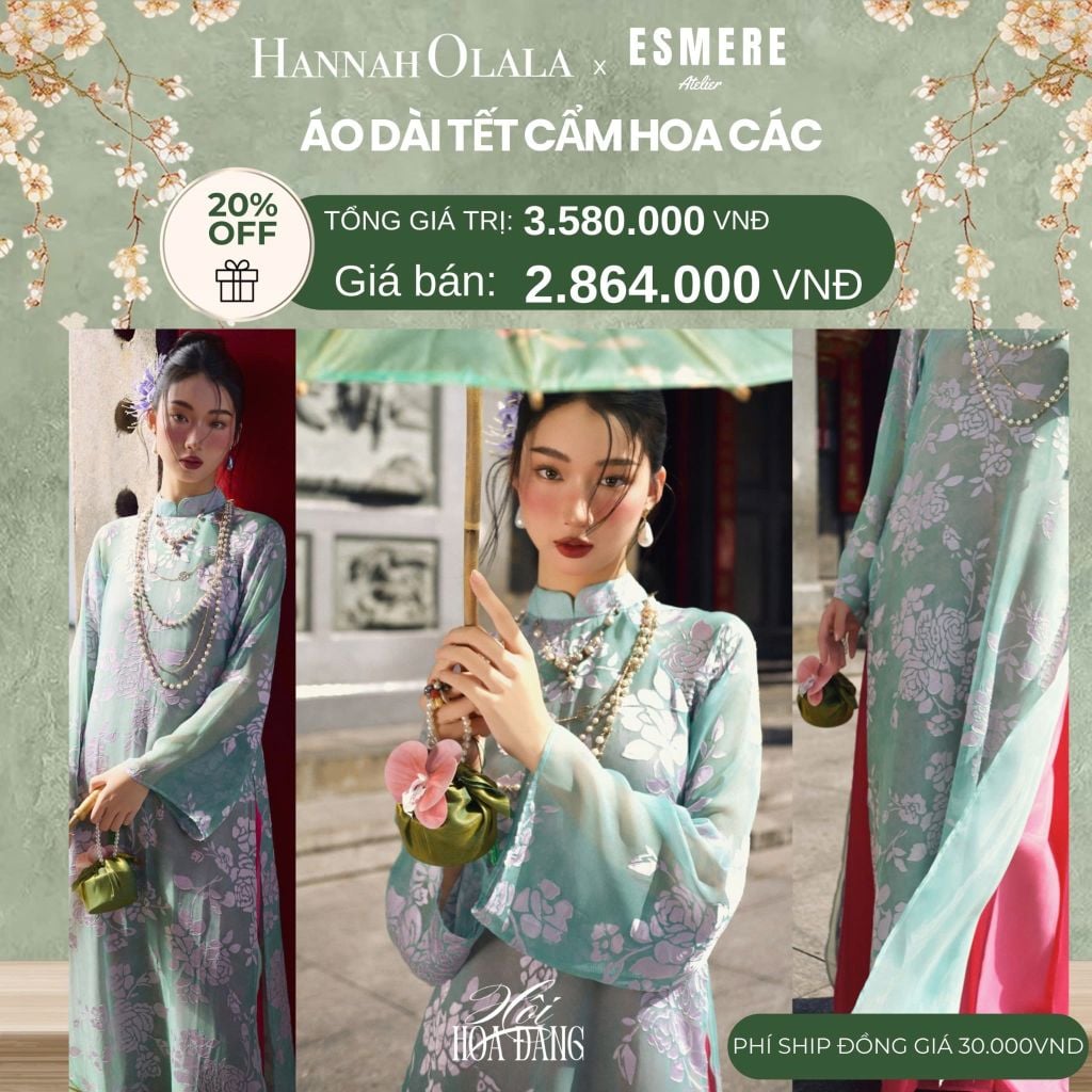  DEAL 2: SET ÁO DÀI 3 MÓN CẨM HOA CÁC 