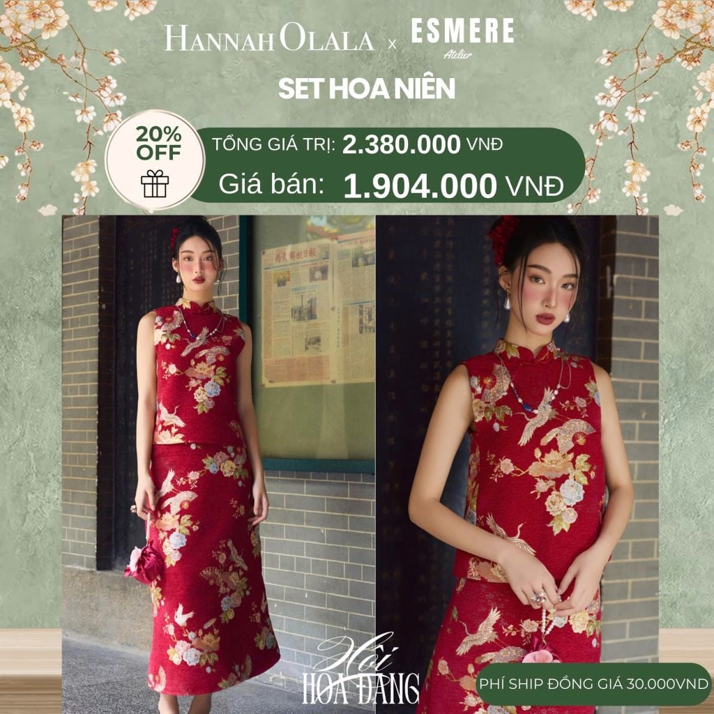  DEAL 9: SET ĐỒ MẶC TẾT 02 MÓN HOA NIÊN 