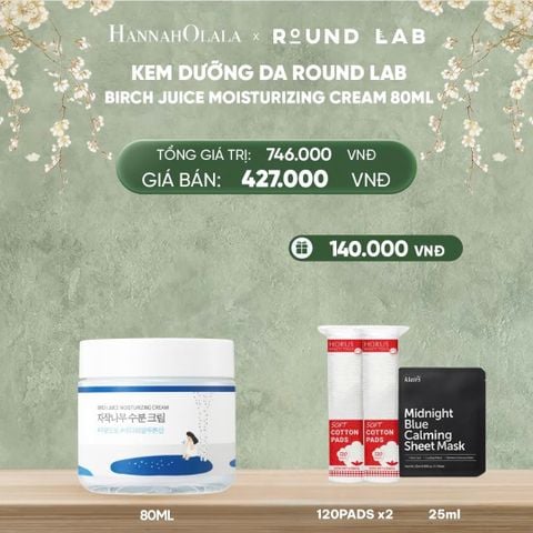  DEAL 4: KEM DƯỠNG DA ROUND LAB BIRCH JUICE MOISTURIZING CREAM 80ML DƯỠNG ẨM CẢI THIỆN ĐỘ ĐÀN HỒI DA 