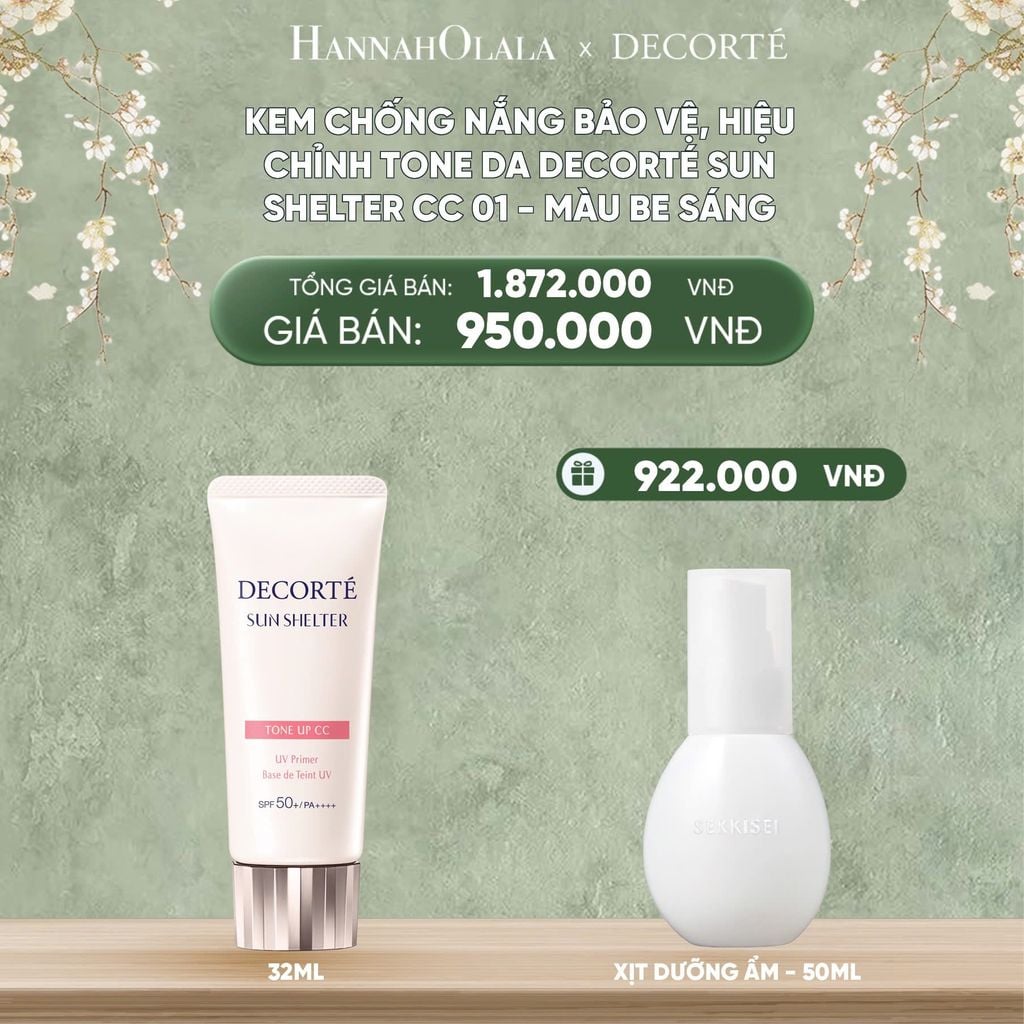  D231_DEAL 7: KEM CHỐNG NẮNG BẢO VỆ, HIỂU CHỈNH TONE DA DECORTÉ SUN SHELTER CC 01 - MÀU BE SÁNG 