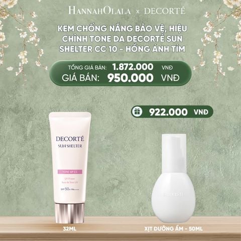  D230_DEAL 6: KEM CHỐNG NẮNG BẢO VỆ, HIỂU CHỈNH TONE DA DECORTÉ SUN SHELTER CC 10 - HỒNG ÁNH TÍM 