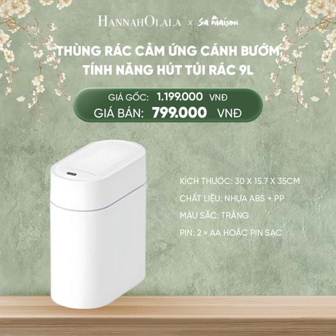  DEAL 20: THÙNG RÁC CẢM ỨNG CÁNH BƯỚM NHỰA 9L CÓ TÍNH NĂNG HÚT TÚI RÁC 