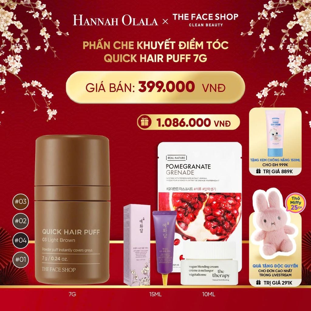  A817_DEAL 4: PHẤN CHE KHUYẾT ĐIỂM TÓC QUICK HAIR PUFF 7G 