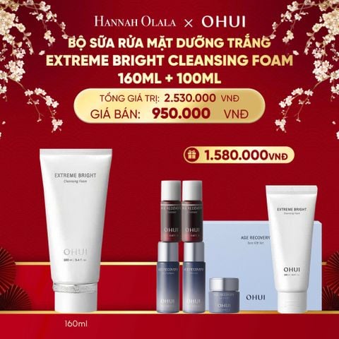  DEAL 48: BỘ SỮA RỬA MẶT DƯỠNG TRẮNG OHUI EXTREME BRIGHT CLEANSING FOAM 160ML+100ML 