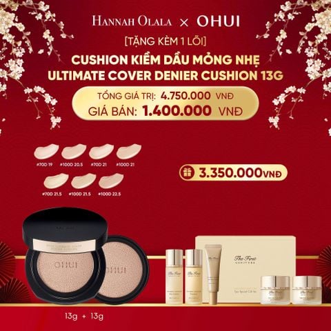 DEAL 40: [TẶNG KÈM 1 LÕI] PHẤN NƯỚC KIỀM DẦU MỎNG NHẸ OHUI ULTIMATE COVER DENIER CUSHION 13G 