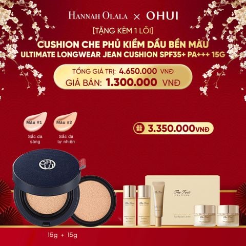  DEAL 41: [TẶNG KÈM 1 LÕI] CUSHION CHE PHỦ KIỀM DẦU BỀN MÀU OHUI ULTIMATE LONGWEAR JEAN CUSHION SPF35+ PA+++ 15G 