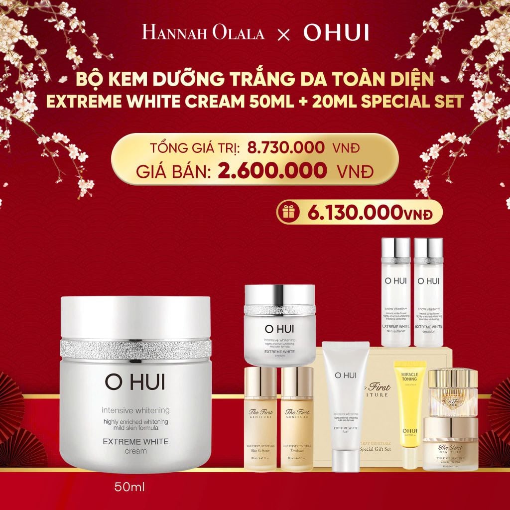  DEAL 43: BỘ KEM DƯỠNG TRẮNG DA TOÀN DIỆN OHUI EXTREME WHITE CREAM 50ML + 20ML SPECIAL SET 