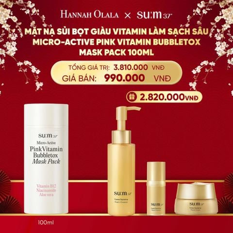  DEAL 30: MẶT NẠ SỦI BỌT GIÀU VITAMIN LÀM SẠCH SÂU SU:M37 MICRO-ACTIVE PINK VITAMIN BUBBLETOX MASK PACK 100ML 