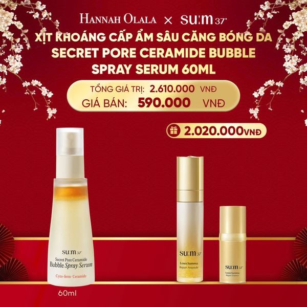  A590_DEAL 37: XỊT KHOÁNG CẤP ẨM SÂU CĂNG BÓNG DA SU:M37 SECRET PORE CERAMIDE BUBBLE SPRAY SERUM 60ML 