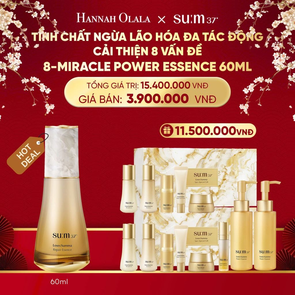  DEAL 29: HOT DEAL - TINH CHẤT NGỪA LÃO HÓA ĐA TÁC ĐỘNG CẢI THIỆN 8 VẤN ĐỀ SU:M37 8-MIRACLE POWER ESSENCE 60ML 