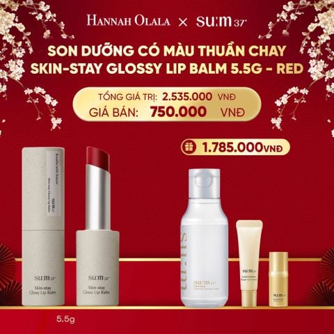  DEAL 32: SON DƯỠNG CÓ MÀU THUẦN CHAY SU:M37 SKIN-STAY GLOSSY LIP BALM 5.5G - RED 