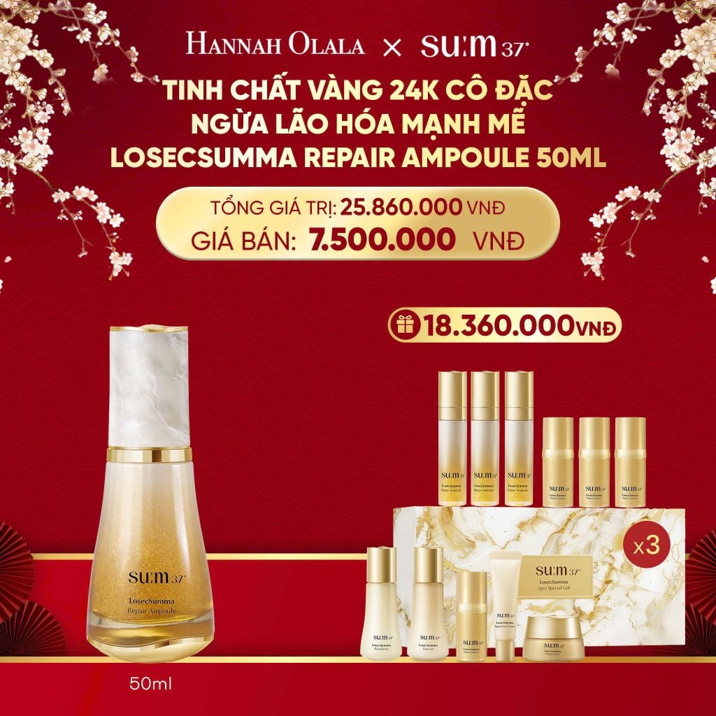  DEAL 35: TINH CHẤT VÀNG 24K CÔ ĐẶC NGỪA LÃO HÓA MẠNH MẼ SU:M37 LOSECSUMMA REPAIR AMPOULE 50ML 